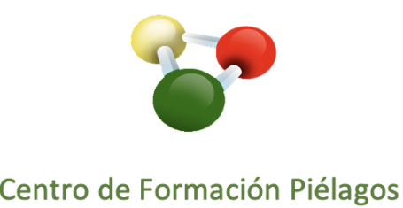 Logo del Centro de Formación Piélagos con esferas de colores rojo, verde y amarillo.
